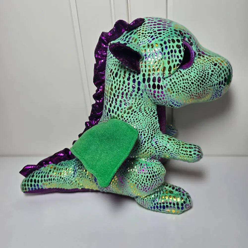 TY Beanie Boos BIG‎ EYED CINDER GREEN & PURPLE DRAGON 5